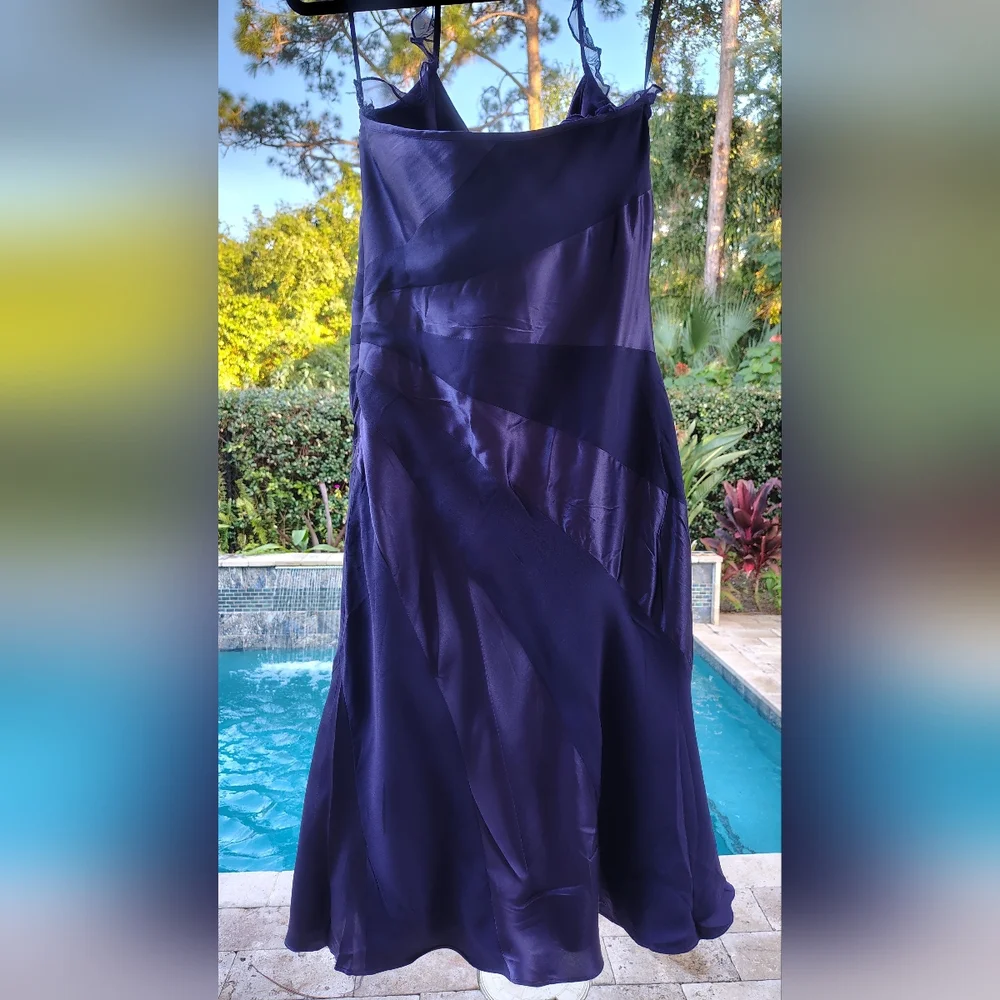 NWT $215 LAUNDRY Gorgeous Deep Purple Strappy Silk Midi Cocktail Dress Fem Sz 6 - Picture 2 of 5